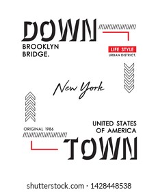 Downtown New York sport typography design, t-shirt graphics, vector illustration