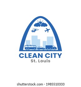 Downtown St. Louis Skyline für Clean City Logo Design Template. St. Louis ist die zweitgrößte Stadt in Missouri, Vereinigte Staaten