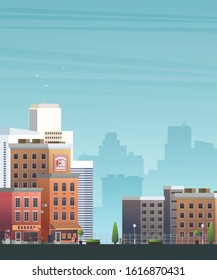 Downtown vector building illustration isolated on background