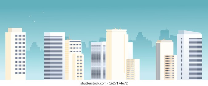 Downtown vector building illustration isolated on background