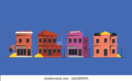 Ilustración del edificio vectorial del centro aislada en segundo plano