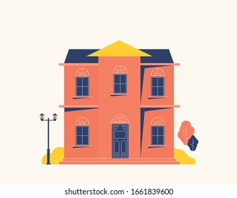 Downtown vector building illustration isolated on background