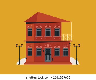 Downtown vector building illustration isolated on background