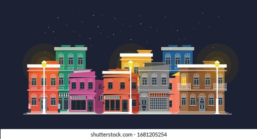 Ilustración del edificio vectorial del centro aislada en segundo plano