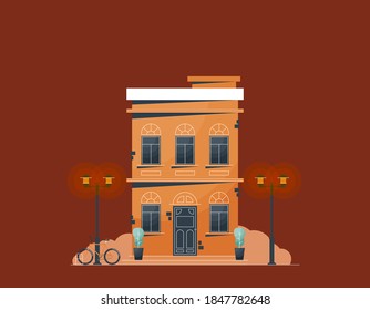 Downtown vector building illustration isolated on background