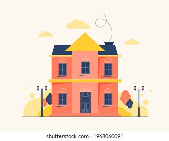 Downtown vector building illustration isolated on background