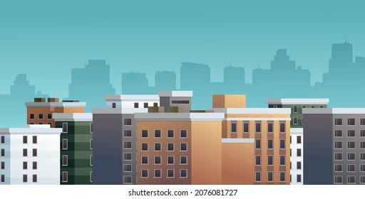 Downtown vector building illustration isolated on background