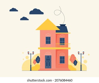 Downtown vector building illustration isolated on background