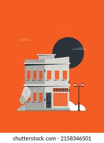 Downtown vector building illustration isolated on background