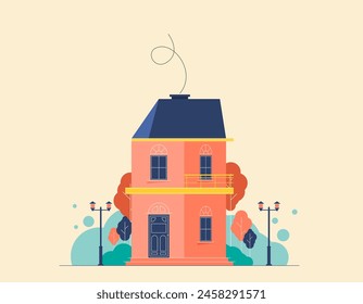 Downtown vector building illustration isolated on background