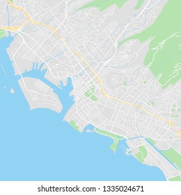 Downtown vector map of Honolulu, United States. This printable map of Honolulu contains lines and classic colored shapes for land mass, parks, water, major and minor roads as such as major rails