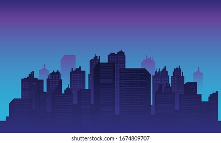 Downtown view with many building tall skycraper.