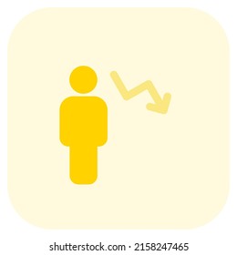 gráfico de tendencia descendente de un empleado del empleado anterior