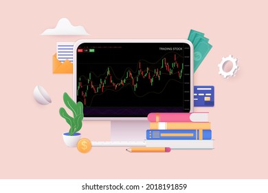 Downtrend market 3D flat isometric vector concept for banner, website, illustration, landing page, flyer, etc