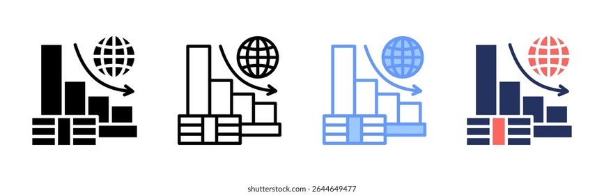 Downturn icon sheet multiple style collection