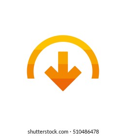 Downward Arrow Circular Symbol Vector

