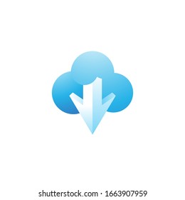 Downward Arrow Cloud Internet Download Logo