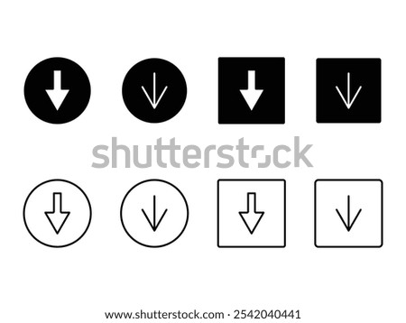 downward arrow direction design symbol on transparent background