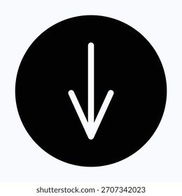 Símbolo de dirección de flecha hacia abajo Icono de Vector circular aislado.