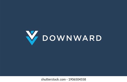 Downward arrow icon design. Simple and minimalist logo style.