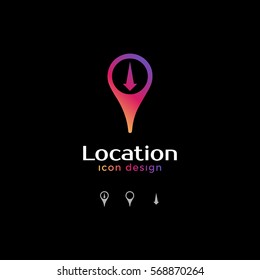 downward arrow icon. location icon for map