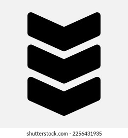 Icono de flecha abajo ilustración vectorial en estilo sólido, uso para presentación de aplicaciones móviles del sitio web