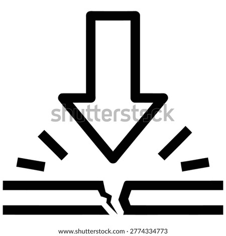 Downward arrow impact icon representing force pressure or crash with pressure