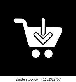 A downward arrow on pushcart concept of add to cart vector white