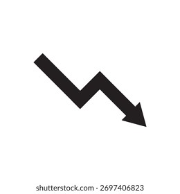 Downward arrow showing drop or negative trend.