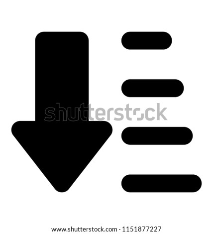 
An downward arrow with text rows symbolising sort a list alphabetically or descending order 
