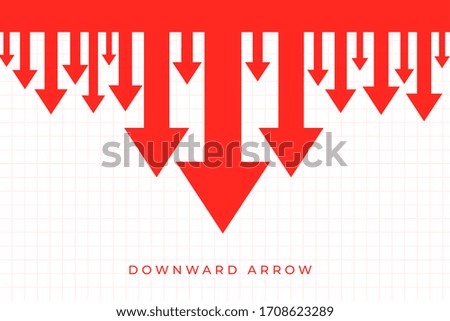 downward decline arrows in red color background