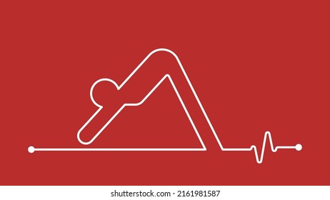 Downward dog pose exercise cardiogram simple icon sign background