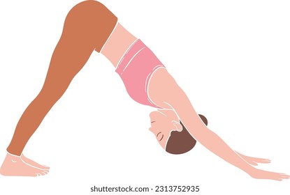 Ilustración de Yoga Pose A La Baja Frente De Perro