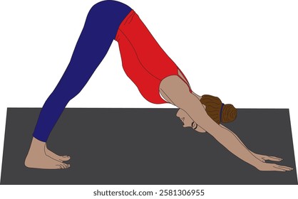 Downward facing dog pose yoga vector