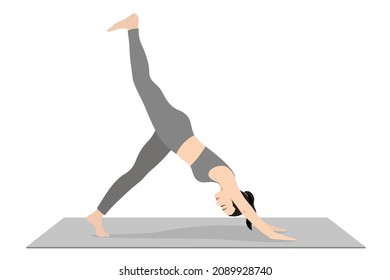 Downward Facing Dog Split Pose, Down Dog Split, Eka Pada Adho Mukha Svanasana,Three Legged Downward Facing Dog Pose, Tri Pada Adho Mukha Svanasana,Tail of the Dog Pose, Tripod Downward Facing Pose