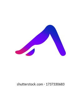 downward facing dog yoga icon. Flat vector graphic in White background.