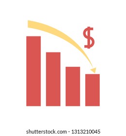 Downward Finance Flat Sign - Vector