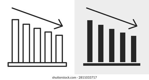 Downward Graph Icon represents declining performance, financial loss, and negative business trends.