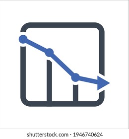 Downward Graph Icon, Vector Graphics