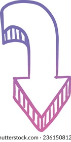 Downward with hook Arrow Purple Pink Gradient Line Art