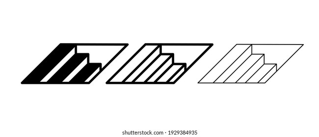 Downward ladder icon. The staircase line goes up. Flattenable line and silhouette design. logo, web design.