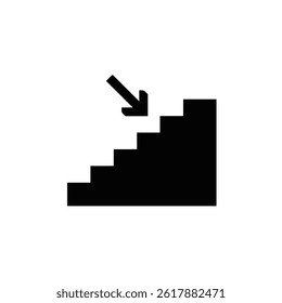 Downward Stairs Icon Illustration Staircase With Arrow Symbol Guidance Directional Sign