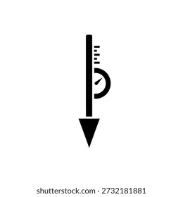 Downward thermometer with cooling trend vector illustration flat design graphic