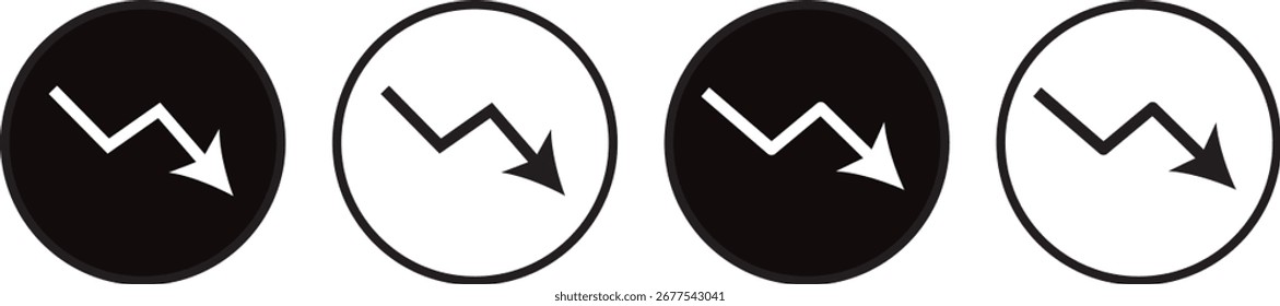 Abwärtstrendpfeil-Symbol, Pfeil-Trendlinie-Design, Business-Chart mit Pfeil-Symbol, Aufwärtstrend, Bärenmarkt-Illustration,