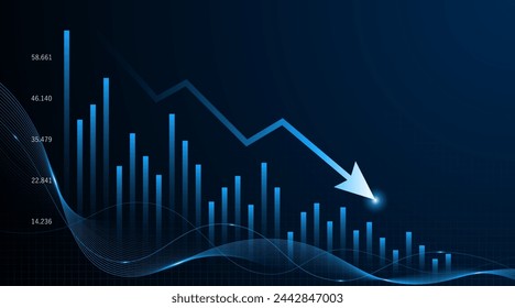 Downward trend of business graph or investment concept with decreasing profits. company downward arrow
