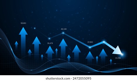 Downward trend of business graph or investment concept with decreasing profits. company downward arrow	