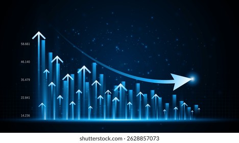 Downward trend of business graph or investment concept with decreasing profits. company downward arrow	