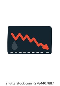 downward trend chart combined with map pin for business performance analysis visualization