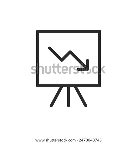 Downward trend chart, linear style icon. decline or negative trend. Editable stroke width.