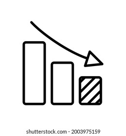 Downward Trend Icon, Outline Design Icon